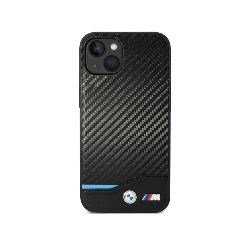 BMW Leather Carbon dėklas iPhone 13 - juodas
