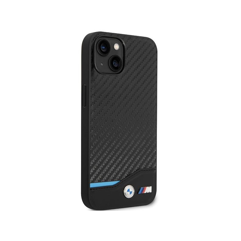 BMW Leather Carbon dėklas iPhone 13 - juodas