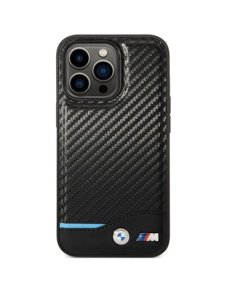 BMW Leather Carbon dėklas iPhone 13 Pro Max - juodas BMW Leather Carbon dėklas iPhone 13 Pro Max - juodas