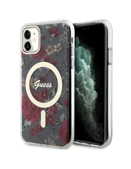 Guess Flower MagSafe dėklas iPhone 11 / Xr - žalias Guess Flower MagSafe dėklas iPhone 11 / Xr - žalias
