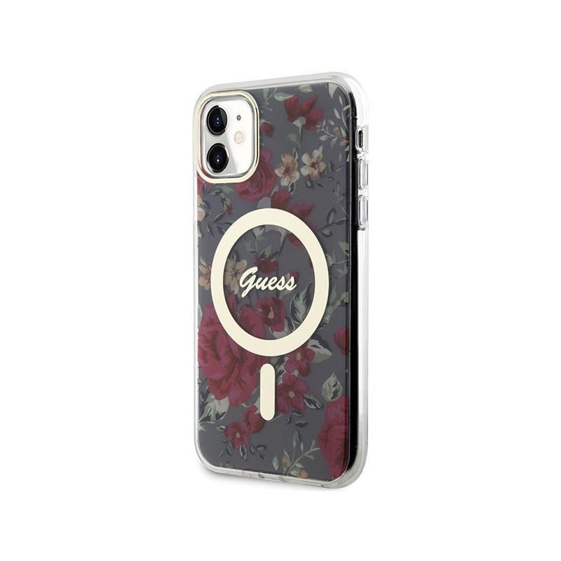 Guess Flower MagSafe dėklas iPhone 11 / Xr - žalias