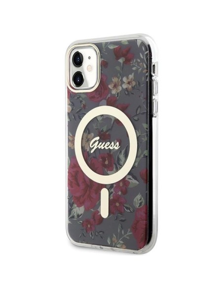 Guess Flower MagSafe dėklas iPhone 11 / Xr - žalias Guess Flower MagSafe dėklas iPhone 11 / Xr - žalias