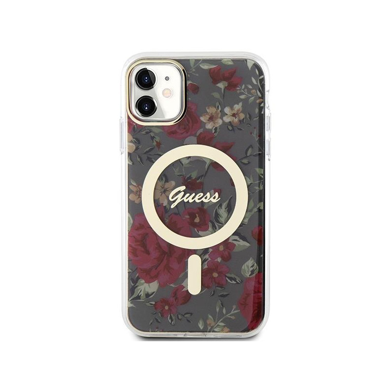 Guess Flower MagSafe dėklas iPhone 11 / Xr - žalias