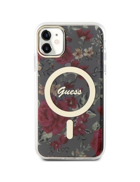Guess Flower MagSafe dėklas iPhone 11 / Xr - žalias Guess Flower MagSafe dėklas iPhone 11 / Xr - žalias