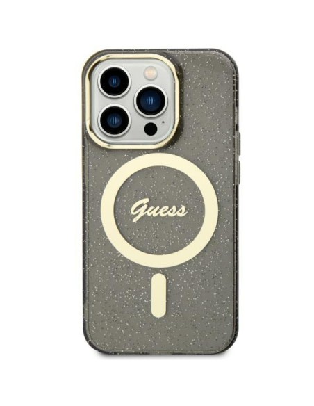 Guess Glitter Gold MagSafe dėklas, skirtas iPhone 11 / Xr - juodas Guess Glitter Gold MagSafe dėklas, skirtas iPhone 11 / Xr - juodas