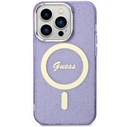 Guess Glitter Gold MagSafe dėklas, skirtas iPhone 11 / Xr - violetinė