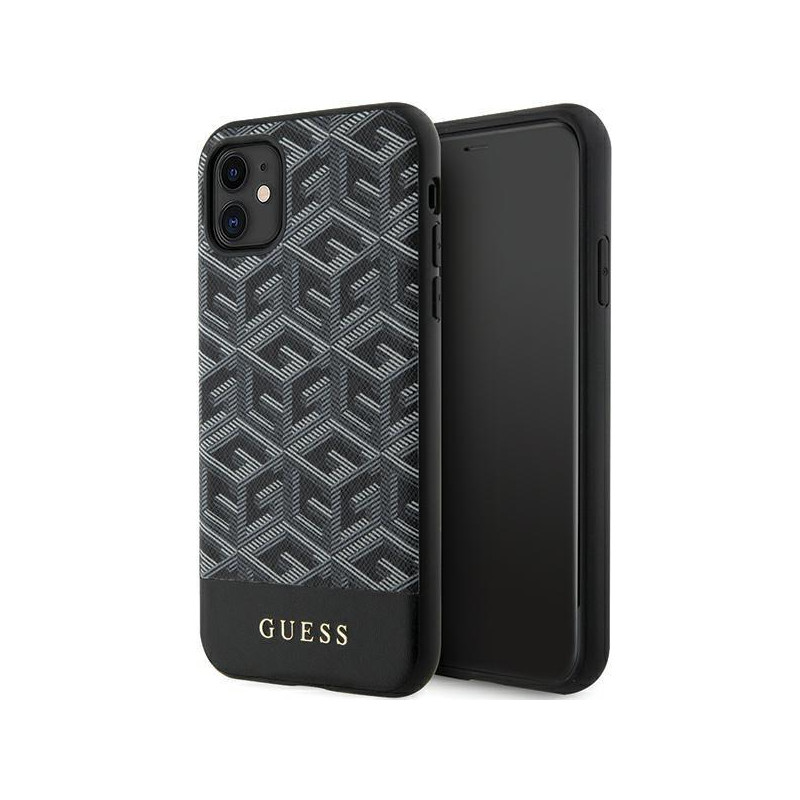 Guess GCube Stripes MagSafe dėklas, skirtas iPhone 11 / Xr - juodas Guess GCube Stripes MagSafe dėklas, skirtas iPhone 11 / Xr - juodas