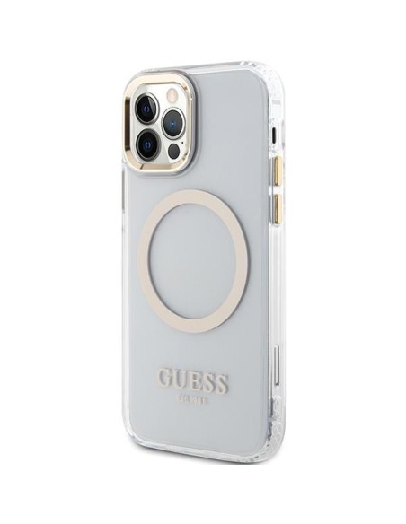Guess Metal Outline Magsafe dėklas, skirtas iPhone 12 / iPhone 12 Pro - auksinis Guess Metal Outline Magsafe dėklas, skirtas iPhone 12 / iPhone 12 Pro - auksinis