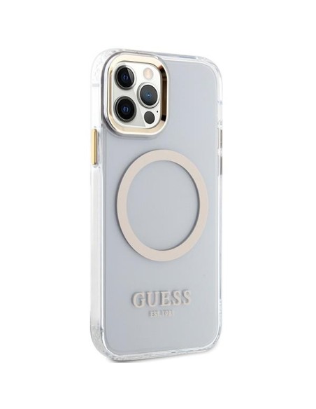 Guess Metal Outline Magsafe dėklas, skirtas iPhone 12 / iPhone 12 Pro - auksinis Guess Metal Outline Magsafe dėklas, skirtas iPhone 12 / iPhone 12 Pro - auksinis