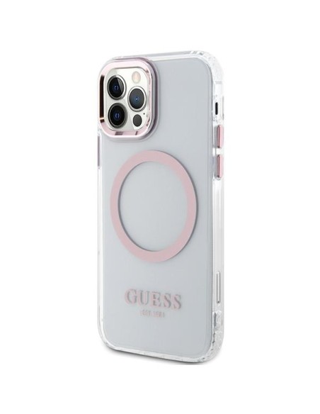 Guess Metal Outline Magsafe dėklas, skirtas iPhone 12 / iPhone 12 Pro - rožinis Guess Metal Outline Magsafe dėklas, skirtas iPhone 12 / iPhone 12 Pro - rožinis