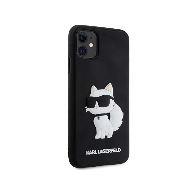 Karl Lagerfeld Rubber Choupette 3D dėklas iPhone 11 / Xr - juodas