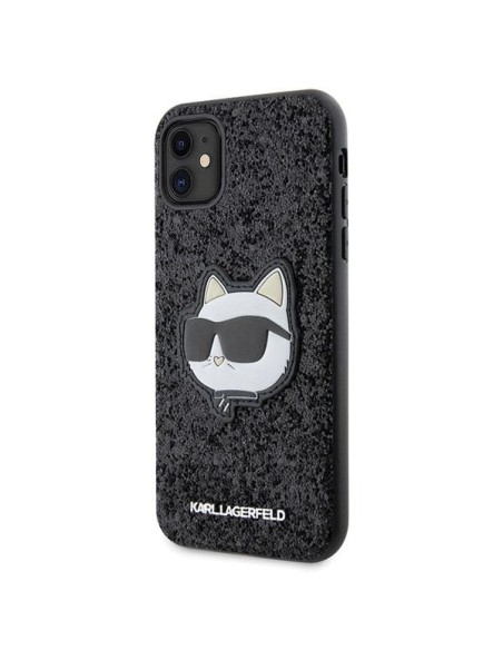Karl Lagerfeld Glitter Choupette Patch dėklas, skirtas iPhone 11 / Xr - juodas