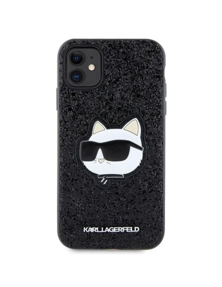 Karl Lagerfeld Glitter Choupette Patch dėklas, skirtas iPhone 11 / Xr - juodas