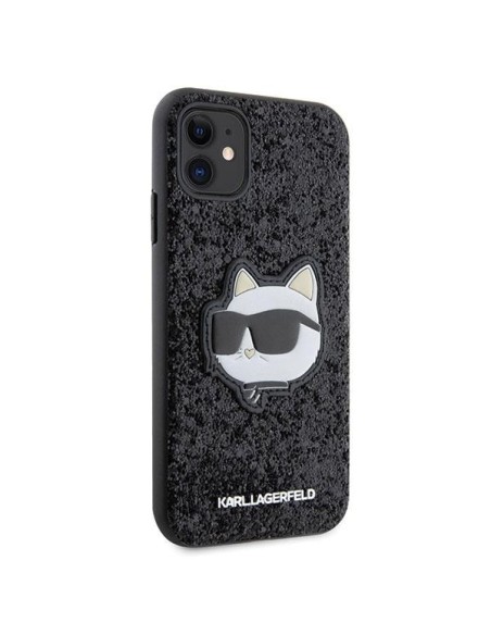 Karl Lagerfeld Glitter Choupette Patch dėklas, skirtas iPhone 11 / Xr - juodas