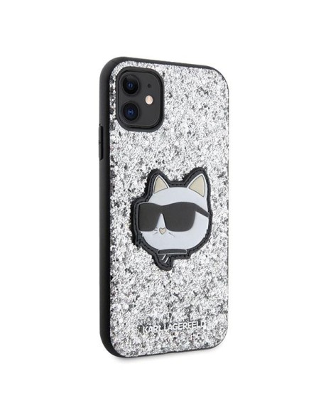 Karl Lagerfeld Glitter Choupette Patch dėklas, skirtas iPhone 11 / Xr - sidabrinis Karl Lagerfeld Glitter Choupette Patch dėklas, skirtas iPhone 11 / Xr - sidabrinis