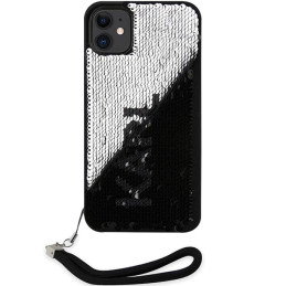 Karl Lagerfeld Sequins Cord dėklas iPhone 11 / Xr - sidabrinis
