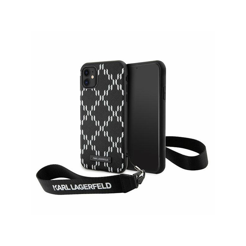 Karl Lagerfeld Monogram Losange Saffiano dėklas iPhone 11 / Xr - juodas