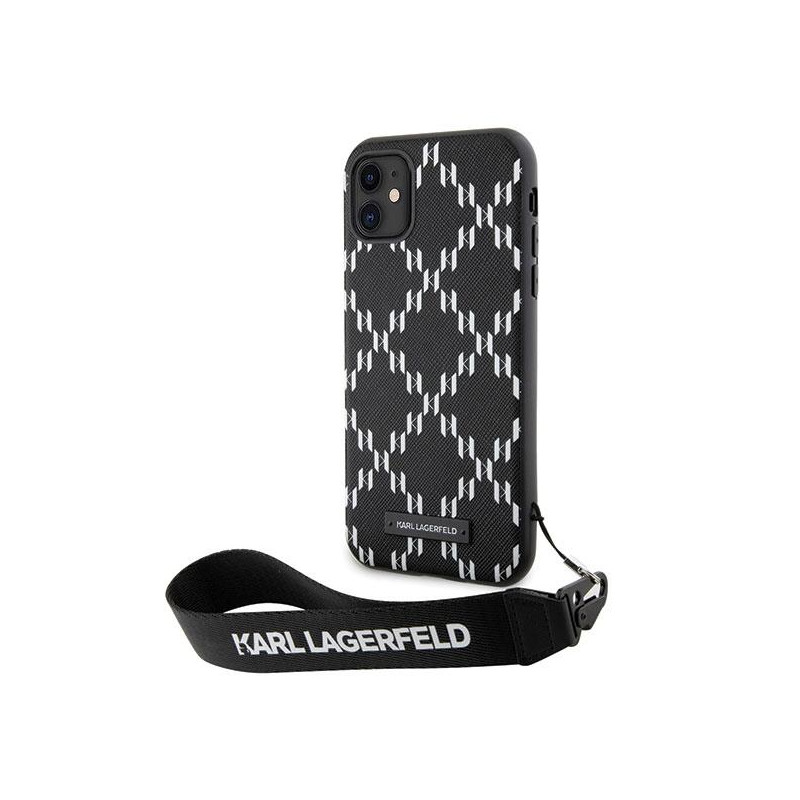 Karl Lagerfeld Monogram Losange Saffiano dėklas iPhone 11 / Xr - juodas