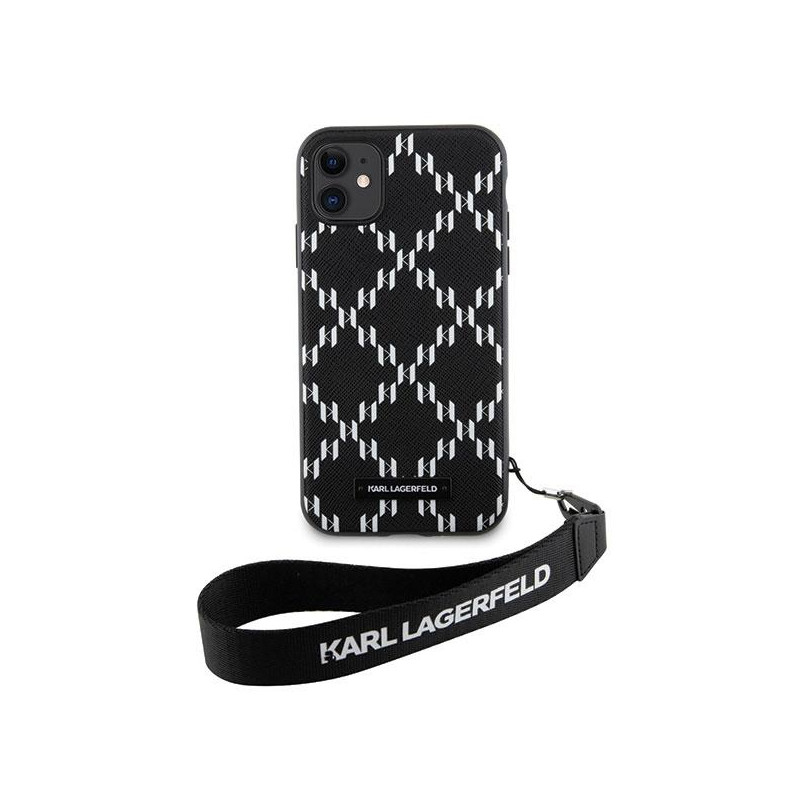 Karl Lagerfeld Monogram Losange Saffiano dėklas iPhone 11 / Xr - juodas