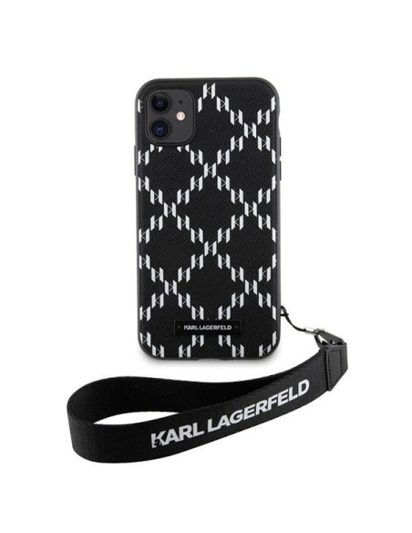 Karl Lagerfeld Monogram Losange Saffiano dėklas iPhone 11 / Xr - juodas Karl Lagerfeld Monogram Losange Saffiano dėklas iPhone 11 / Xr - juodas