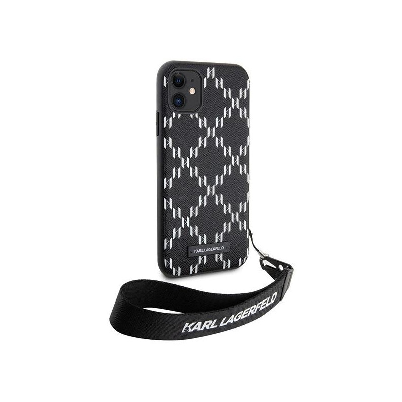 Karl Lagerfeld Monogram Losange Saffiano dėklas iPhone 11 / Xr - juodas