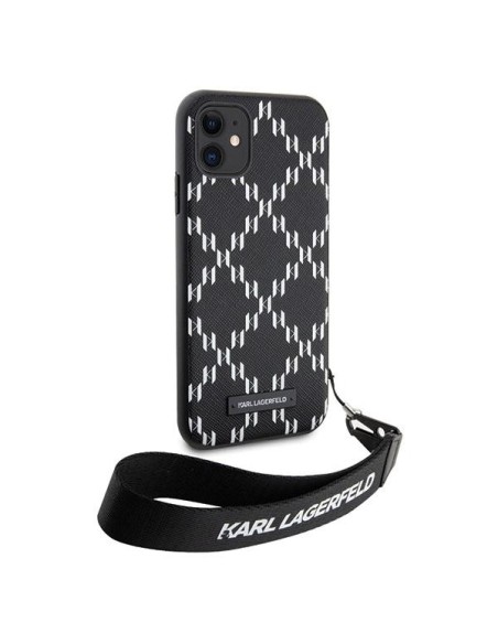Karl Lagerfeld Monogram Losange Saffiano dėklas iPhone 11 / Xr - juodas Karl Lagerfeld Monogram Losange Saffiano dėklas iPhone 11 / Xr - juodas