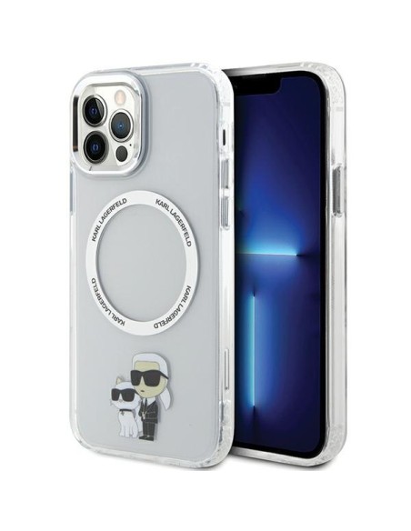 Karl Lagerfeld Iconic Karl&Choupette Magsafe dėklas, skirtas iPhone 12 / iPhone 12 Pro - skaidrus