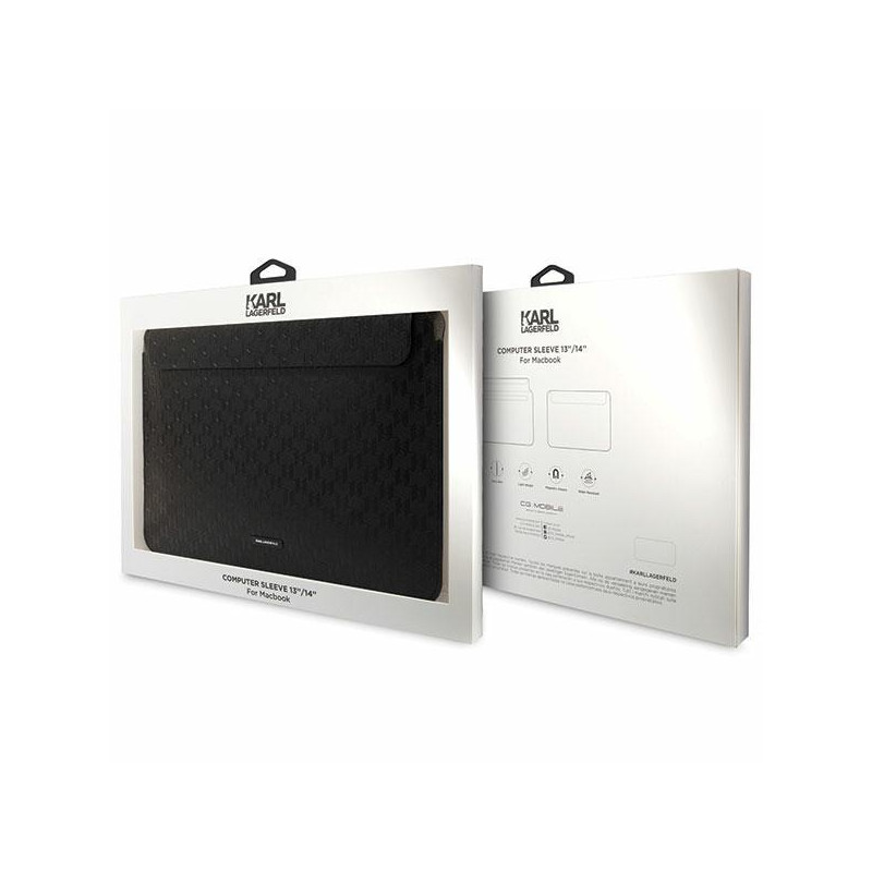 Karl Lagerfeld Saffiano Plaque dėklas 14" nešiojamam kompiuteriui - juodas