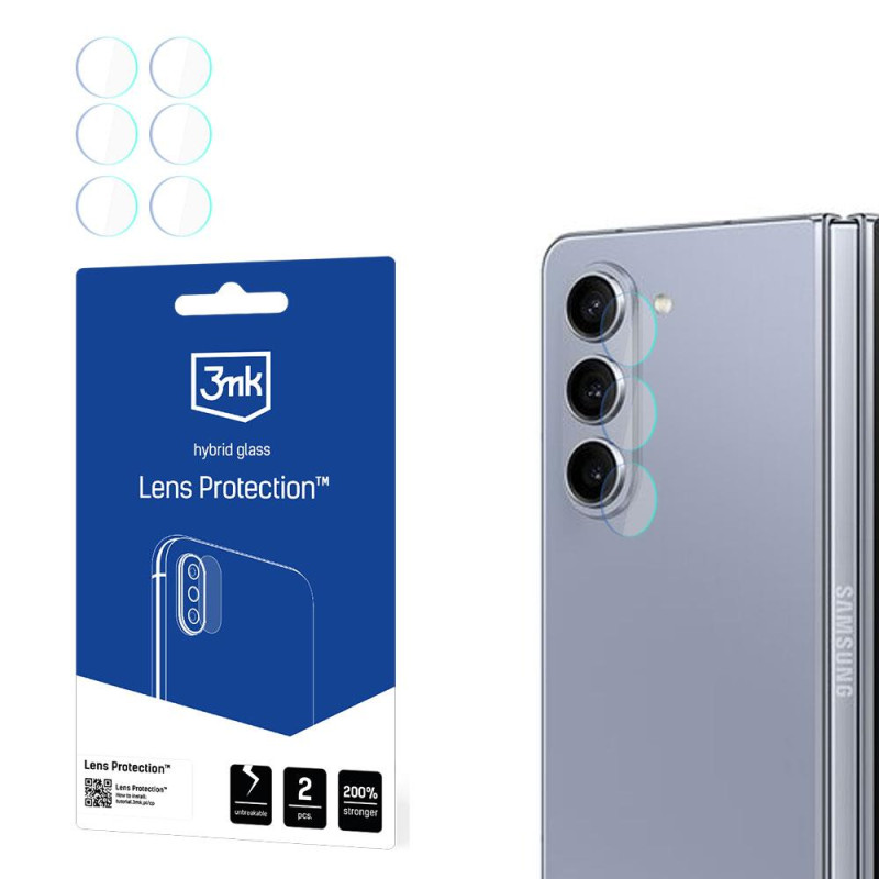 3mk Lens Protection™ hibridinis fotoaparato stiklas, skirtas Samsung Galaxy Z Fold 5 (priekyje)