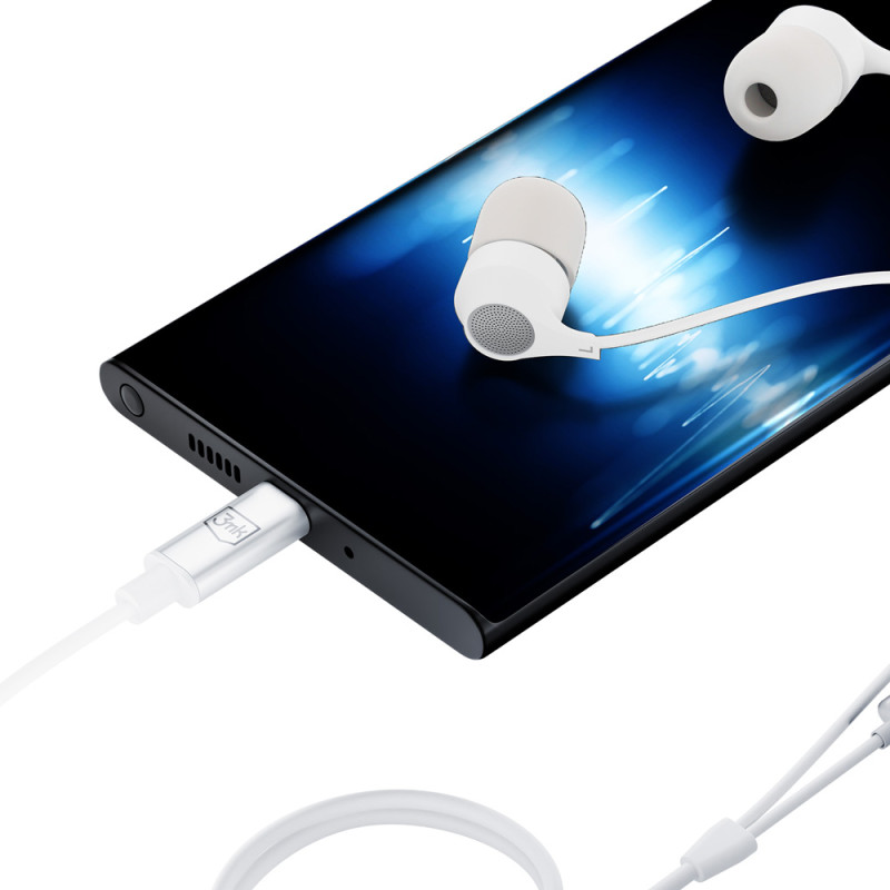 3mk Wired Headphones laidinės ausinės su USB-C jungtimi – baltos spalvos