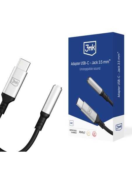 3mk USB-C adapteris – 3,5 mm mini lizdas – sidabrinis 3mk USB-C adapteris – 3,5 mm mini lizdas – sidabrinis