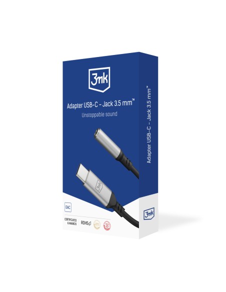 3mk USB-C adapteris – 3,5 mm mini lizdas – sidabrinis 3mk USB-C adapteris – 3,5 mm mini lizdas – sidabrinis