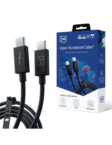3mk Hyper Cable ThunderBolt 240W - juodas 3mk Hyper Cable ThunderBolt 240W - juodas
