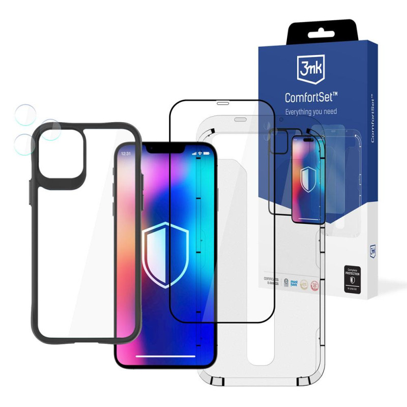 3mk komforto rinkinys 4 viename, skirtas iPhone 11 Pro Max – dėklas, 2x stiklas, aplikacijos rėmelis 3mk komforto rinkinys 4 viename, skirtas iPhone 11 Pro Max – dėklas, 2x stiklas, aplikacijos rėmelis