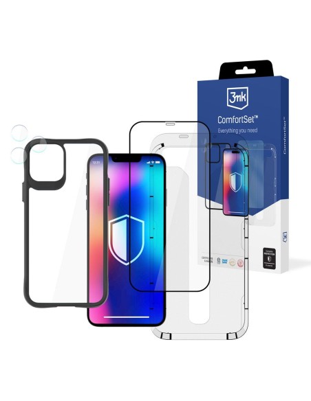 3mk komforto rinkinys 4 viename, skirtas iPhone 11 Pro Max – dėklas, 2x stiklas, aplikacijos rėmelis