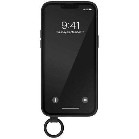 Adidas OR Hand Strap Case iPhone 14 Pro Max - juoda ir balta Adidas OR Hand Strap Case iPhone 14 Pro Max - juoda ir balta
