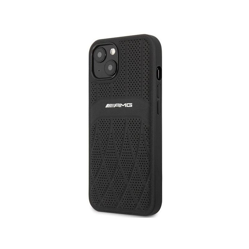 AMG Leather Curved Lines dėklas iPhone 13 - juodas