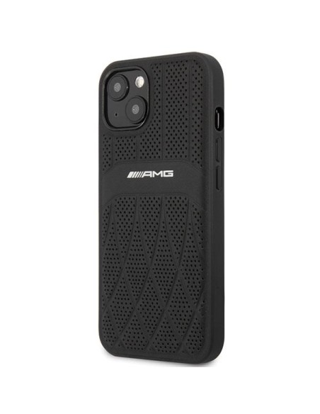 AMG Leather Curved Lines dėklas iPhone 13 - juodas AMG Leather Curved Lines dėklas iPhone 13 - juodas