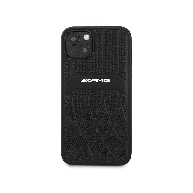 AMG Leather Curved Lines dėklas iPhone 13 - juodas
