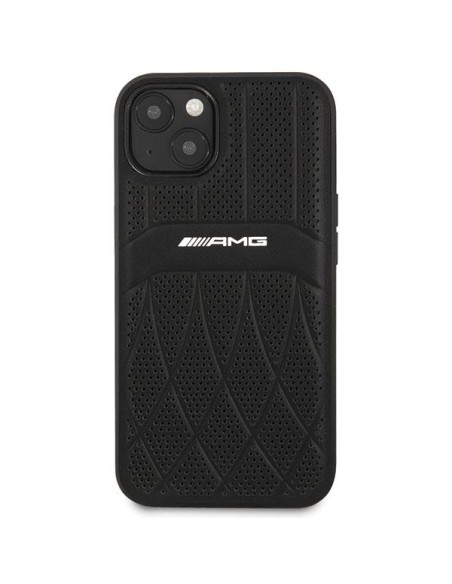 AMG Leather Curved Lines dėklas iPhone 13 - juodas AMG Leather Curved Lines dėklas iPhone 13 - juodas