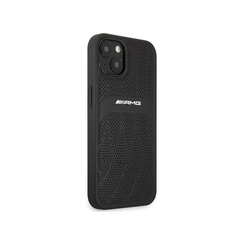 AMG Leather Curved Lines dėklas iPhone 13 - juodas