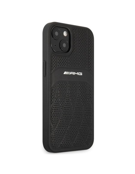 AMG Leather Curved Lines dėklas iPhone 13 - juodas AMG Leather Curved Lines dėklas iPhone 13 - juodas