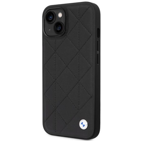 BMW odinis dygsniuotas dėklas iPhone 14 - juodas BMW odinis dygsniuotas dėklas iPhone 14 - juodas