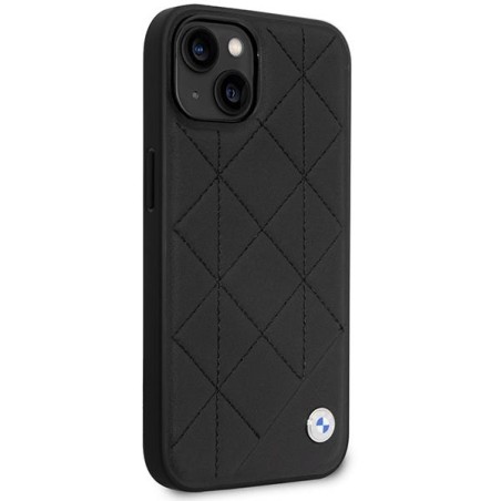 BMW odinis dygsniuotas dėklas iPhone 14 - juodas BMW odinis dygsniuotas dėklas iPhone 14 - juodas