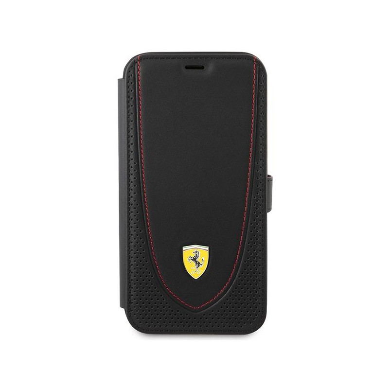 Ferrari Leather Curved Line dėklas, skirtas iPhone 13 Pro - juodas