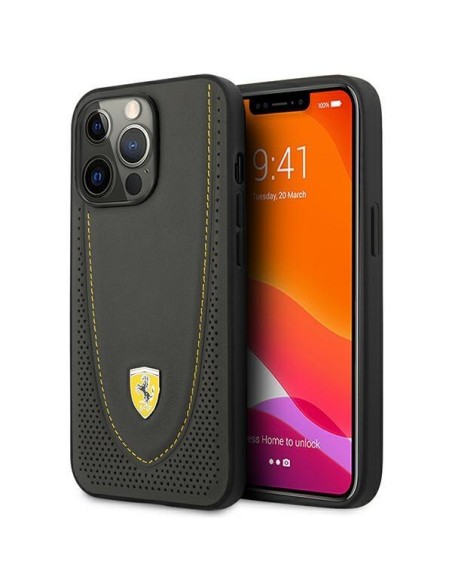 Ferrari Leather Curved Line dėklas, skirtas iPhone 13 Pro / iPhone 13 - juodas Ferrari Leather Curved Line dėklas, skirtas iPhone 13 Pro / iPhone 13 - juodas