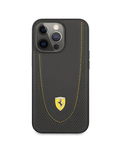 Ferrari Leather Curved Line dėklas, skirtas iPhone 13 Pro / iPhone 13 - juodas Ferrari Leather Curved Line dėklas, skirtas iPhone 13 Pro / iPhone 13 - juodas
