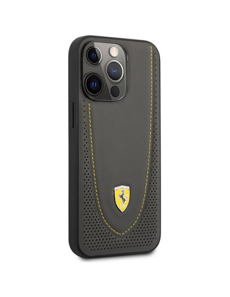 Ferrari Leather Curved Line dėklas, skirtas iPhone 13 Pro / iPhone 13 - juodas Ferrari Leather Curved Line dėklas, skirtas iPhone 13 Pro / iPhone 13 - juodas