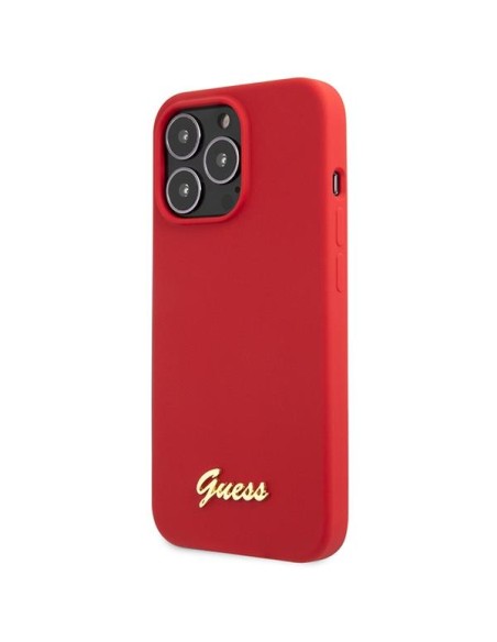 Guess Silicone Vintage Gold Logo dėklas, skirtas iPhone 13 Pro Max - raudonas Guess Silicone Vintage Gold Logo dėklas, skirtas iPhone 13 Pro Max - raudonas