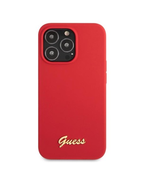 Guess Silicone Vintage Gold Logo dėklas, skirtas iPhone 13 Pro Max - raudonas Guess Silicone Vintage Gold Logo dėklas, skirtas iPhone 13 Pro Max - raudonas